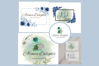 do feminine watercolor cake, cupcake, bakery, sweets logo