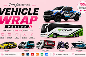 do unique car van wrap design, business wrap design, trailer, truck wrap design