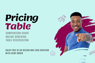 design a creative pricing table and comparison chart for your website