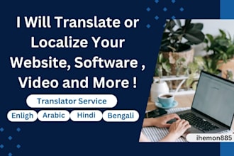 translate,localize ur web,app and video to english,arabic,urdo