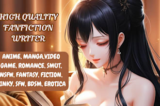 write nsfw fanfiction, romance story, erotica story, bdsw, fantasy, smut