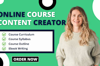 do online course content,course syllabus,course curriculum,outline,ebook writing