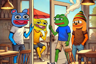 create memecoin art, meme art, meme animation video, crypto funny meme, pepe