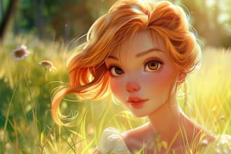 draw a portrait in semi realism disney cartoon style