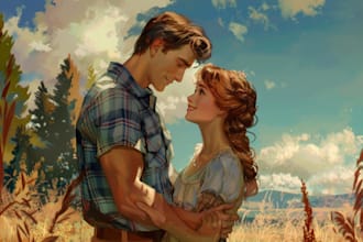draw your couple portrait into disney style cartoon