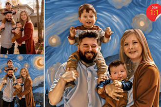 draw realistic digital oil painting portrait from your photo