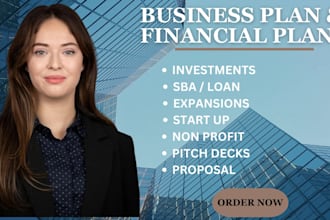 develop a business plan for sba, loan, investor, visa, and grants
