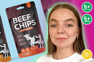 do custom modern eye catching packaging for meat jerks, food, snacks, beef chips