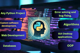 do complete python tasks, error solving, gui design, database