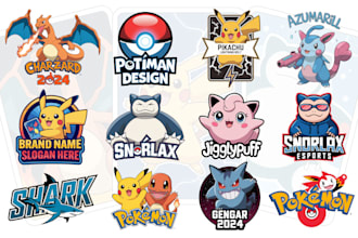 do pokemon logo, fakemon, chibi art, funke, anime style, trainer card, and text