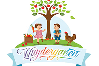 make wonderful childcare daycare baby shop logo and minimalist design