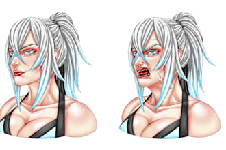 draw character expression with anime or semirealistic style
