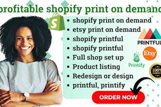 setup etsy shopify print on demand store, redesig etsy digital product, etsy seo