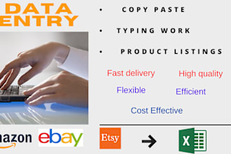 do data entry, copy paste on amazon esty ebay