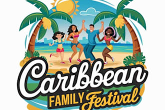 do attractive caribbean family festival logo design