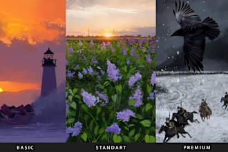 draw the landscape, background, environment art