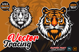 perfectly trace logo, recreate, and image in vector