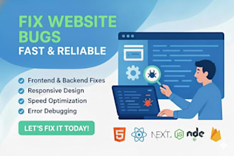 fix react js next js and node js bugs, errors and responsive UI issues