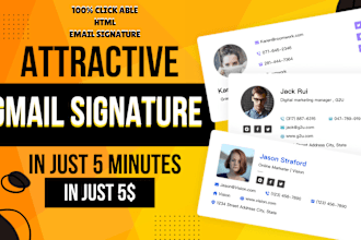 design clickable HTML email signature for gmail, outlook, and more