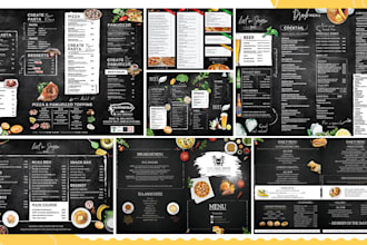 do an amazing chalkboard style food menu design for your bar or restaurant