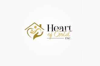 heart gold foster children logo design