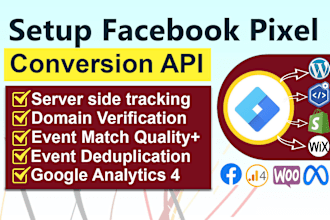fix and setup, google analytics, ga4 server side tracking, facebook pixel by GTM