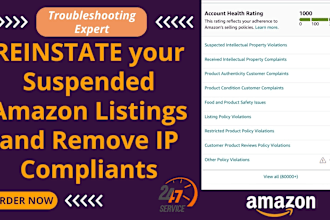 reinstate amazon suspended listings and remove intellectual property violations