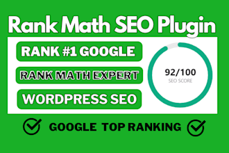 fully set up rank math SEO plugin with 90 plus score