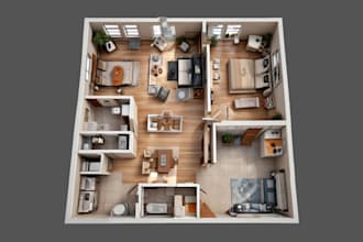 create 3d floor plan, 2d floor plan, rendering