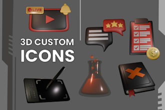 design professional custom 3d icons for website and apps
