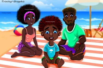 draw african american children story book illustration