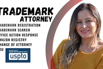 be your attorney for trademark registration, brand name and logo for amazon US