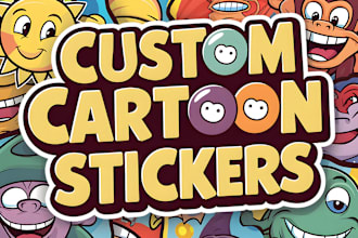 do amazing custom cartoon sticker designs for you