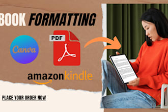 do formatting of canva file into amazon kindle ebook or print, paperback book