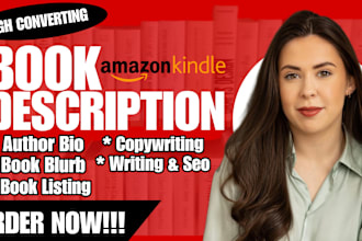 write a selling SEO amazon kindle book description kdp book blurbs copywriting
