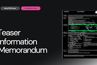 prepare well designed and informative teaser, business proposal and pitch deck