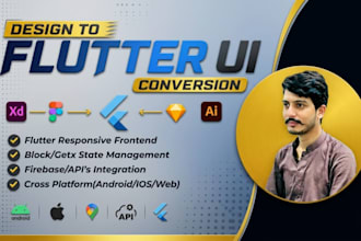develop flutter apps, convert figma, xd or any design into bespoke flutter UI