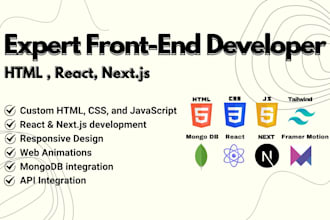be expert front end web developer for your website with react, next js