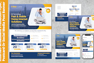 do internet broadband flyer, postcard or social media post