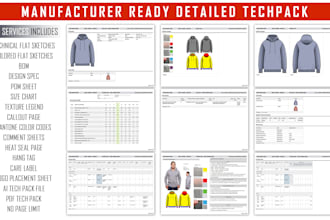 design clothing apparel technical flat sketch tech pack