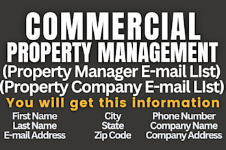 provide commercial property manager email and company email list