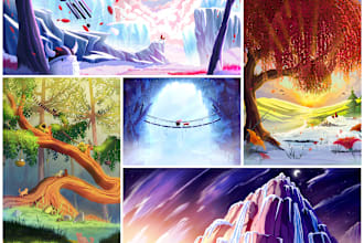 do stylized environment illustration background art, no ai