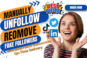 manually unfollow twitter, tiktok, linkedin followers or remove followings