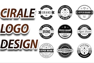 draw bold typography logo design circle style