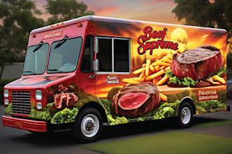 create food truck wrap, trailer wrap, vehicle wrap design