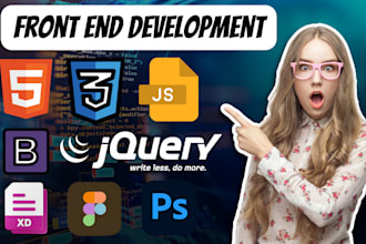 front end web developer HTML, CSS, bootstrap, react js, jquery