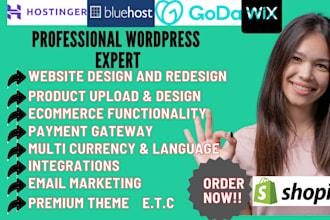 do wordpress ecommerce and business website on hostinger,bluehost,godaddy,wix
