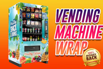 design eye catching vending machine wrap, atm, vending machine logo