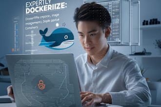 expertly dockerize dockerfile, compose, image, deploy containers