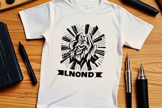make a linocut tshirt design for brands
